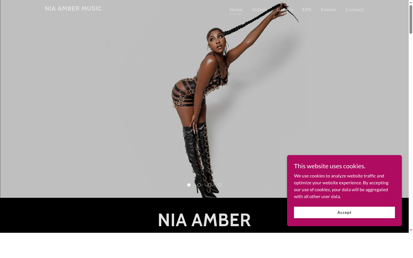 Nia Amber Music website screenshot