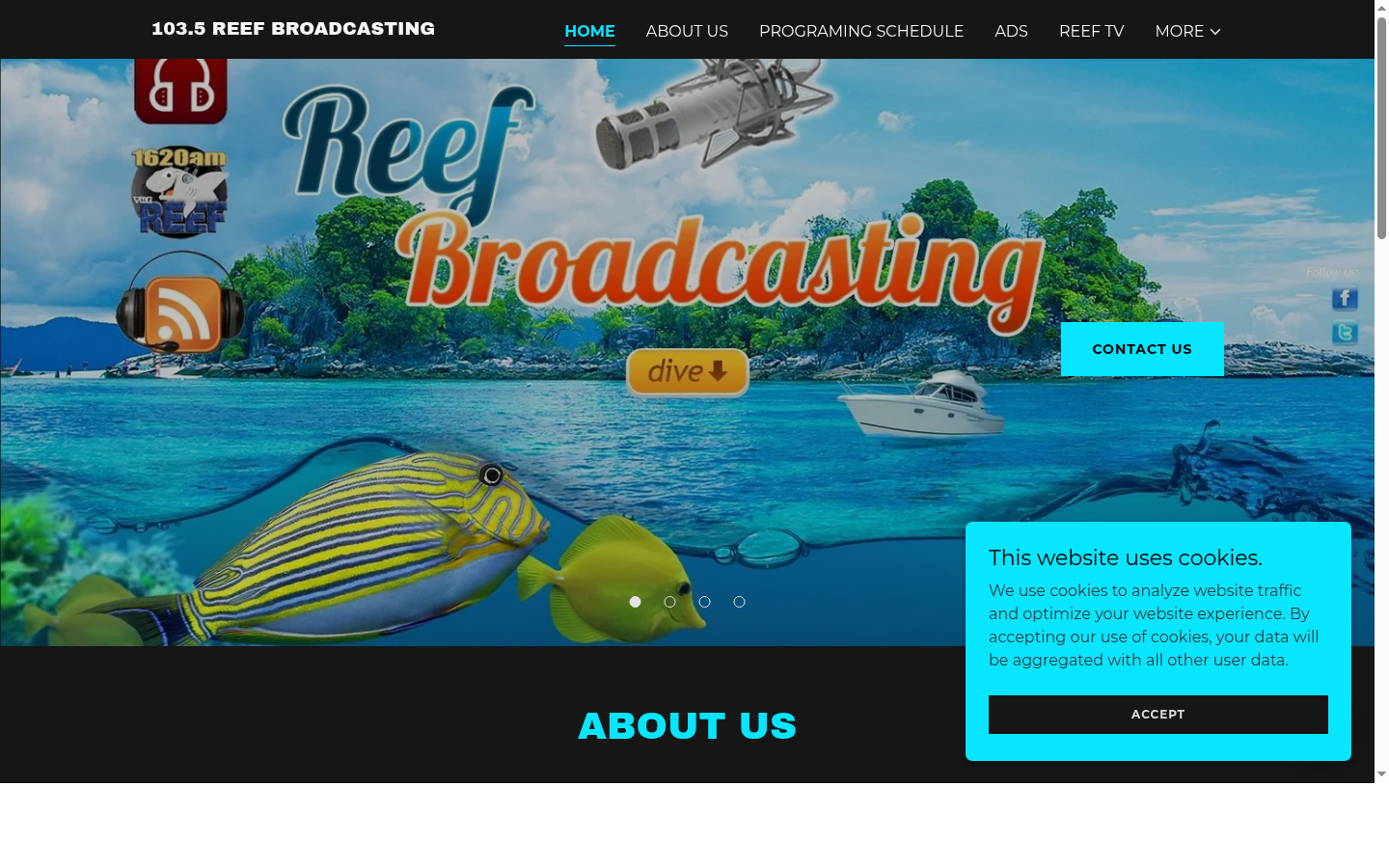 Reef Broadcasting website screenshot